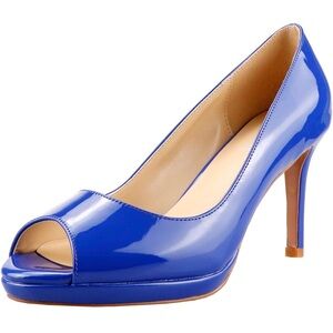 Patent Leather Slip On Peep Toe High Heel Pumps Glossy Open Toe Stiletto Heel